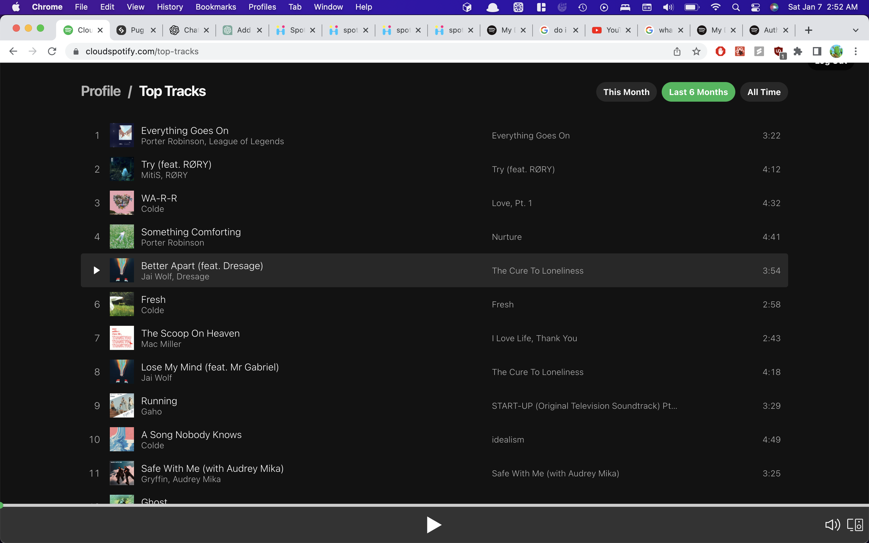 Top Tracks from 6 months ago